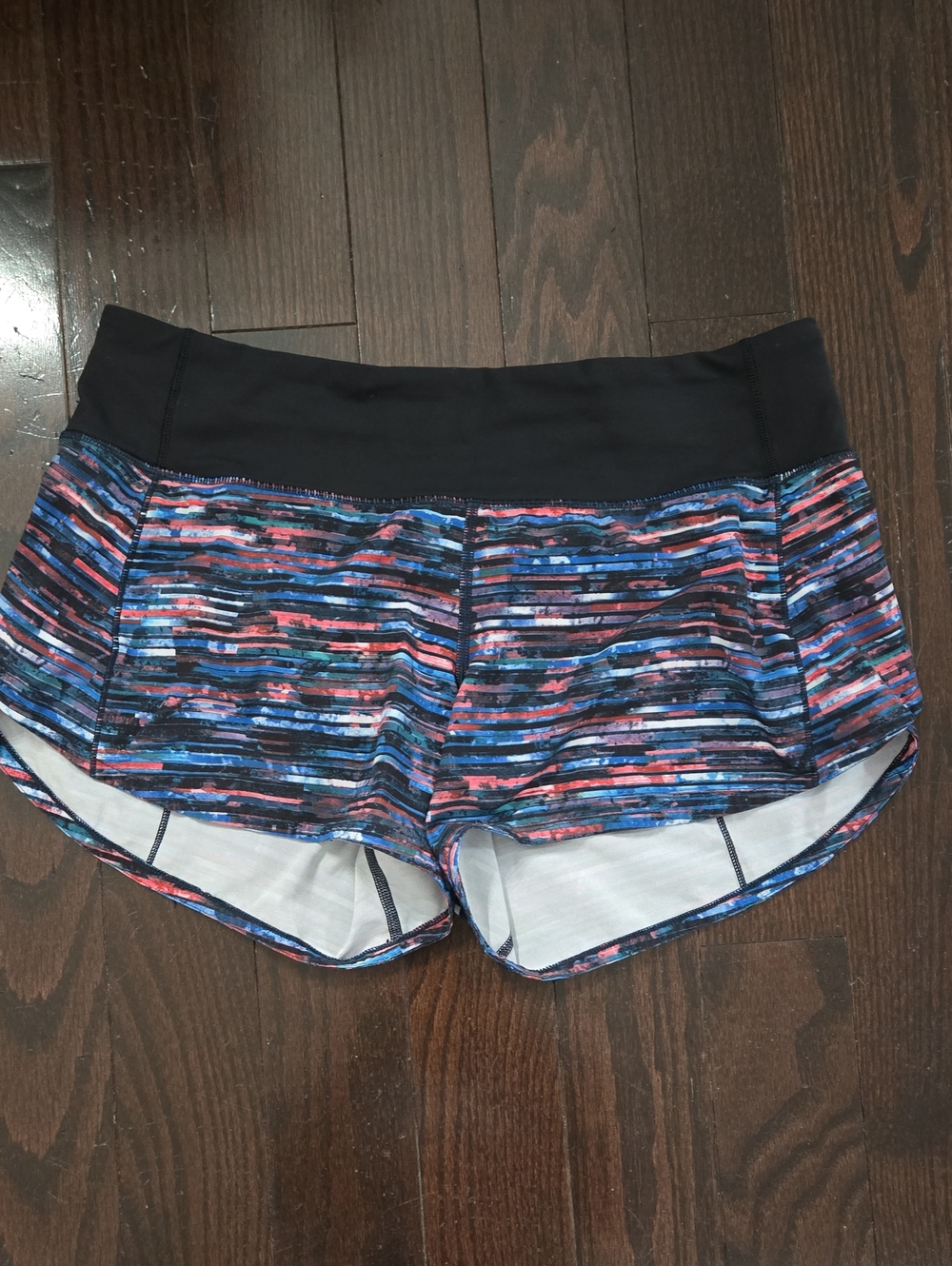 lululemon athletica Multicolor Striped Athletic Shorts with Black Waistband